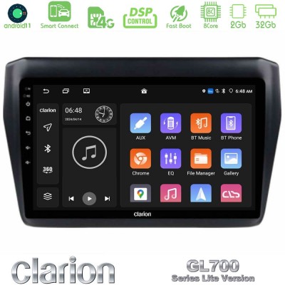 Clarion GL700 Lite Series 8Core Android11 2+32GB Suzuki Swift 2017-2023 Navigation Multimedia Tablet 9" Με Carplay & Android Aut