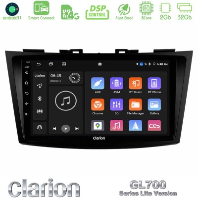 Clarion GL700 Lite Series 8Core Android11 2+32GB Suzuki Swift 2011-2016 Navigation Multimedia Tablet 9" Με Carplay & Android Aut