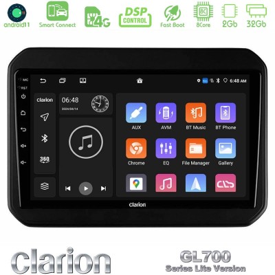 Clarion GL700 Lite Series 8Core Android11 2+32GB Suzuki Ignis Navigation Multimedia Tablet 9" Με Carplay & Android Auto