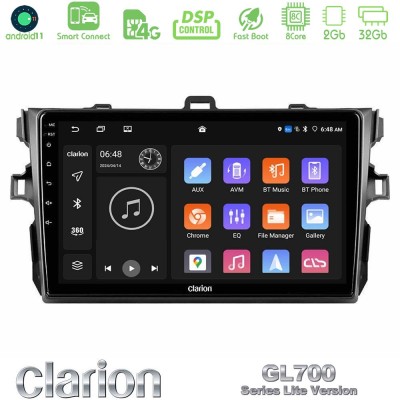 Clarion GL700 Lite Series 8Core Android11 2+32GB Toyota Corolla 2007-2012 Navigation Multimedia Tablet 9" Με Carplay & Android A