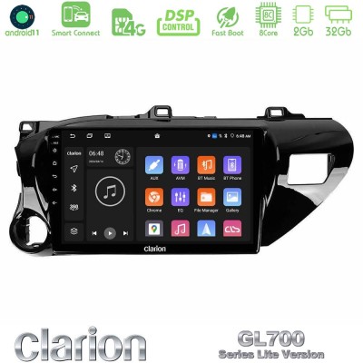 Clarion GL700 Lite Series 8Core Android11 2+32GB Toyota Hilux 2017-2021 Navigation Multimedia Tablet 10" Με Carplay & Android Au