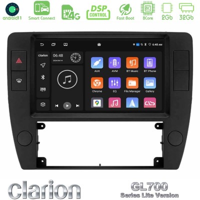 Clarion GL700 Lite Series 8Core Android11 2+32GB VW Passat B5 2001-2005 Navigation Multimedia Tablet 9" Με Carplay & Android Aut