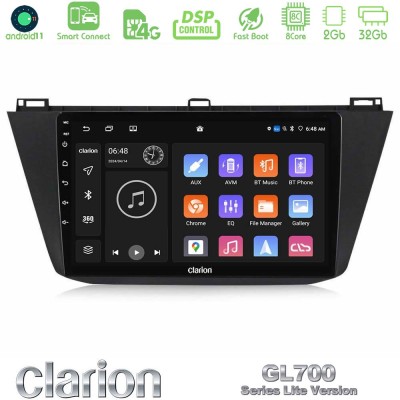 Clarion GL700 Lite Series Vw Tiguan 2016-2022 8Core Android11 2+32GB Navigation Multimedia Tablet 10" Με Carplay & Android Auto