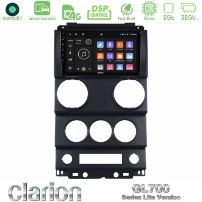 Clarion GL700 Lite Series 8Core Android11 2+32GB Jeep Wrangler 2008-2010 Navigation Multimedia Tablet 9" Με Carplay & Android Au