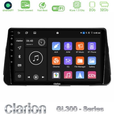 Clarion GL300 Series 4Core Android11 2+32GB Nissan Micra K14 Navigation Multimedia Tablet 9" Με Carplay & Android Auto