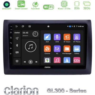 Clarion GL300 Series 4Core Android11 2+32GB Fiat Stilo Navigation Multimedia Tablet 9" Με Carplay & Android Auto