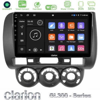 Clarion GL300 Series 4Core Android11 2+32GB Honda Jazz 2002-2008 (Manual A/C) Navigation Multimedia Tablet 9" Με Carplay & Andro
