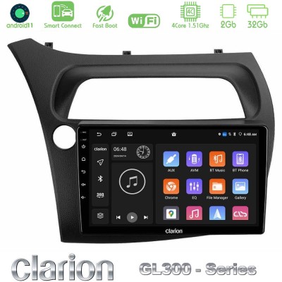 Clarion GL300 Series 4Core Android11 2+32GB Honda CiviC Hatchback 2006-2011 Navigation Multimedia Tablet 9" Με Carplay & Android