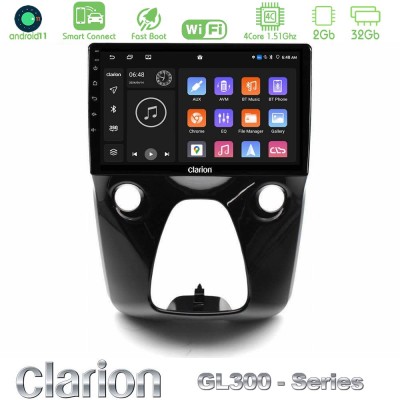Clarion GL300 Series 4Core Android11 2+32GB Toyota Aygo | Citroen C1 | Peugeot 108 Navigation Multimedia 10" Με Carplay & Androi