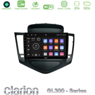 Clarion GL300 Series 4Core Android11 2+32GB Chevrolet Cruze 2009-2012 Navigation Multimedia Tablet 9" Με Carplay & Android Auto