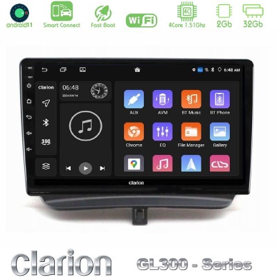Clarion GL300 Series 4Core Android11 2+32GB Ford Courier 2015-2023 Navigation Multimedia Tablet 9" Με Carplay & Android Auto