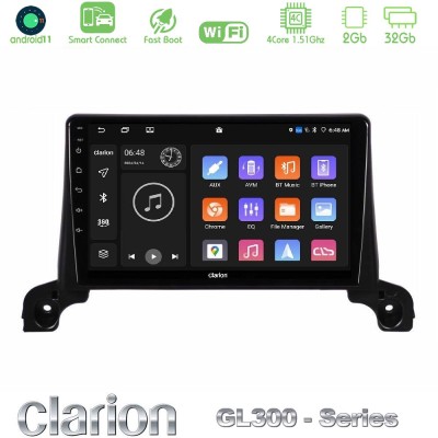 Clarion GL300 Series 4Core Android11 2+32GB Peugeot 3008/5008 2017-2023 Navigation Multimedia Tablet 9" Με Carplay & Android Aut