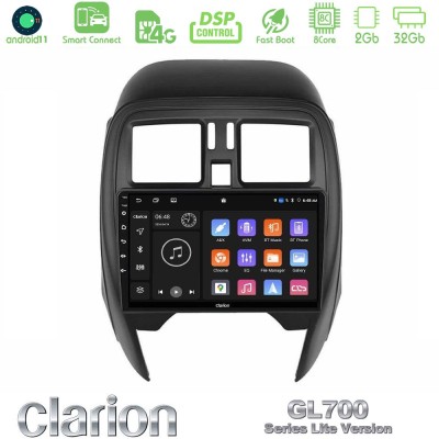 Clarion GL700 Lite Series 8Core Android11 2+32GB Nissan Micra 2013-2016 Navigation Multimedia Tablet 9" Με Carplay & Android Aut