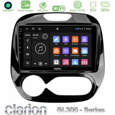 Clarion GL300 Series 4Core Android11 2+32GB Renault Captur 2013-2019 Navigation Multimedia Tablet 9" Με Carplay & Android Auto
