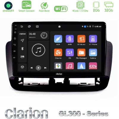 Clarion GL300 Series 4Core Android11 2+32GB Seat Ibiza 2012-2015 Navigation Multimedia Tablet 9" Με Carplay & Android Auto