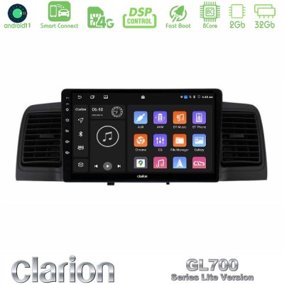 Clarion GL700 Lite Series 8Core Android11 2+32GB Toyota Corolla 2002-2006 Navigation Multimedia Tablet 9" Με Carplay & Android A