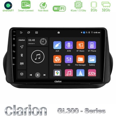 Clarion GL300 Series 4Core Android11 2+32GB Fiat Fiorino/Citroen Nemo/Peugeot Bipper Navigation Multimedia Tablet 10" Με Carplay
