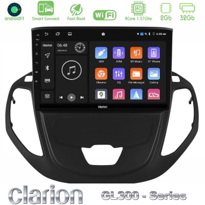 Clarion GL300 Series 4Core Android11 2+32GB Ford Transit Courier 2015-2023 Navigation Multimedia Tablet 9" Με Carplay & Android 