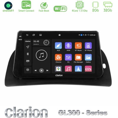 Clarion GL300 Series 4Core Android11 2+32GB Renault Kangoo 2013-2018 Navigation Multimedia Tablet 9" Με Carplay & Android Auto