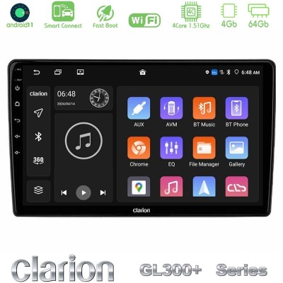 Clarion GL300+ Series 4Core Android11 4+64GB Navigation Multimedia Tablet 9" Με Carplay & Android Auto