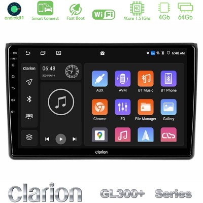 Clarion GL300+ Series 4Core Android11 4+64GB Audi A4 B7 Navigation Multimedia Tablet 9"