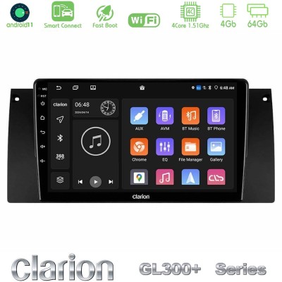 Clarion GL300+ Series 4Core Android11 4+64GB BMW 5 Series (E39) / X5 (E53) Navigation Multimedia Tablet 9"