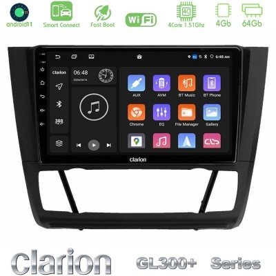 Clarion GL300+ Series 4Core Android11 4+64GB BMW 1Series E81/E82/E87/E88 (AUTO A/C) Navigation Multimedia Tablet 9"