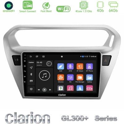 Clarion GL300+ Series 4Core Android11 4+64GB Citroën C-Elysée / Peugeot 301 Navigation Multimedia Tablet 9"