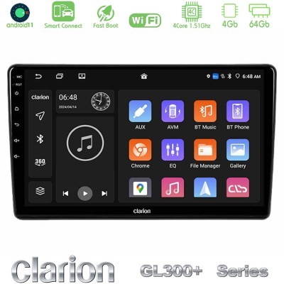 Clarion GL300+ Series 4Core Android11 4+64GB Peugeot Partner / Citroën Berlingo 2008-2018 Navigation Multimedia Tablet 9"