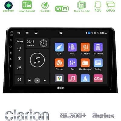 Clarion GL300+ Series 4Core Android11 4+64GB Peugeot Partner / Citroën Berlingo 2020- Navigation Multimedia Tablet 10"
