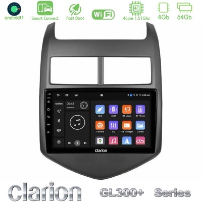 Clarion GL300+ Series 4Core Android11 4+64GB Chevrolet Aveo 2011-2017 Navigation Multimedia Tablet 9"