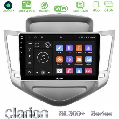 Clarion GL300+ Series 4Core Android11 4+64GB Chevrolet Cruze 2009-2012 Navigation Multimedia Tablet 9"