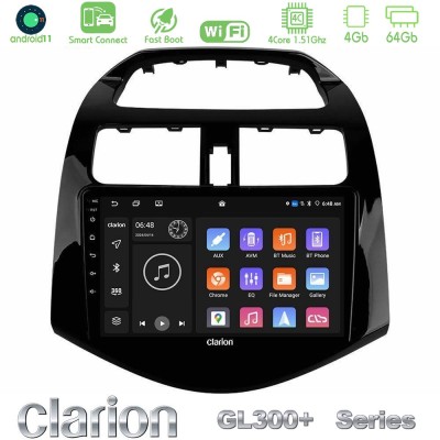 Clarion GL300+ Series 4Core Android11 4+64GB Chevrolet Spark 2009-2015 Navigation Multimedia Tablet 9"