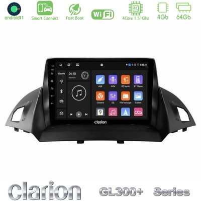 Clarion GL300+ Series 4Core Android11 4+64GB Ford C-Max/Kuga Navigation Multimedia Tablet 9"