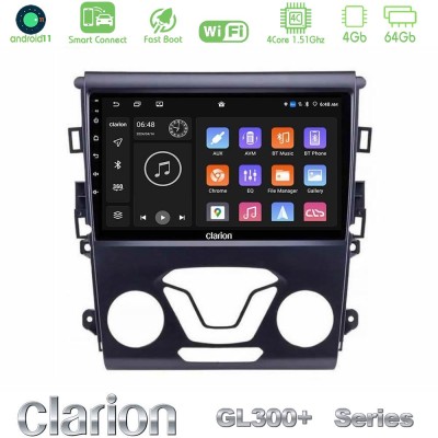 Clarion GL300+ Series 4Core Android11 4+64GB Ford Mondeo 2014-2017 Navigation Multimedia Tablet 9"