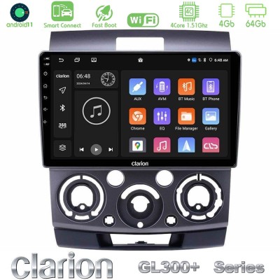Clarion GL300+ Series 4Core Android11 4+64GB Ford Ranger/Mazda BT50 Navigation Multimedia Tablet 9"