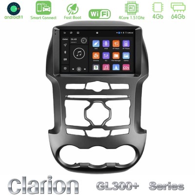 Clarion GL300+ Series 4Core Android11 4+64GB Ford Ranger 2012-2016 Navigation Multimedia Tablet 9"