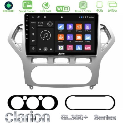 Clarion GL300+ Series 4Core Android11 4+64GB Ford Mondeo 2007-2010 AUTO A/C Navigation Multimedia Tablet 10"