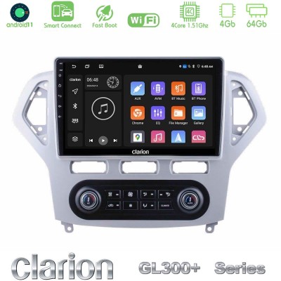 Clarion GL300+ Series 4Core Android11 4+64GB Ford Mondeo 2007-2011 (Auto A/C) Navigation Multimedia Tablet 10"