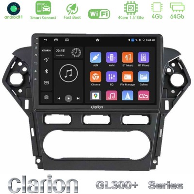 Clarion GL300+ Series 4Core Android11 4+64GB Ford Mondeo 2011-2014 Navigation Multimedia Tablet 10"