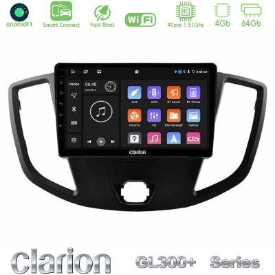 Clarion GL300+ Series 4Core Android11 4+64GB Ford Transit 2014- Navigation Multimedia Tablet 9"