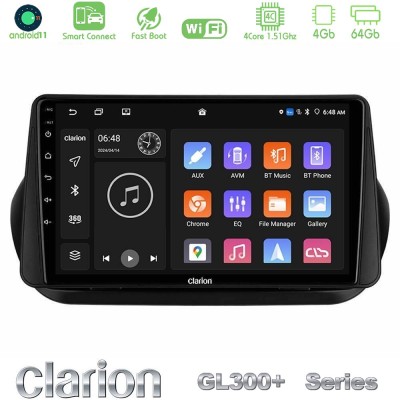 Clarion GL300+ Series 4Core Android11 4+64GB Fiat Fiorino/Citroen Nemo/Peugeot Bipper Navigation Multimedia Tablet 10"