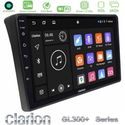 Clarion GL300+ Series 4Core Android11 4+64GB Fiat Ducato/Citroen Jumper/Peugeot Boxer Navigation Multimedia Tablet 9"