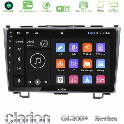 Clarion GL300+ Series 4Core Android11 4+64GB Honda CRV Navigation Multimedia Tablet 9"