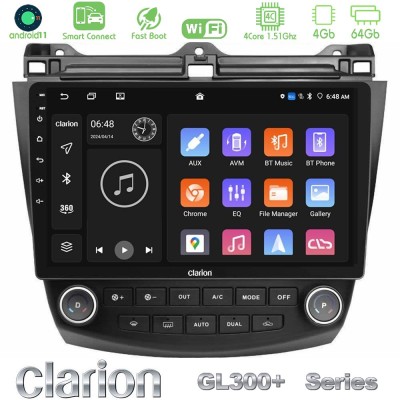 Clarion GL300+ Series 4Core Android11 4+64GB Honda Accord 2002-2008 Navigation Multimedia Tablet 10"
