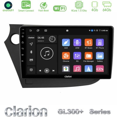 Clarion GL300+ Series 4Core Android11 4+64GB Honda Insight 2009-2015 Navigation Multimedia Tablet 9"