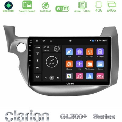 Clarion GL300+ Series 4Core Android11 4+64GB Honda Jazz 2009-2013 Navigation Multimedia Tablet 10"