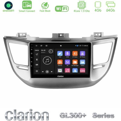 Clarion GL300+ Series 4Core Android11 4+64GB Hyundai Tucson 2015-2018 Navigation Multimedia Tablet 9"