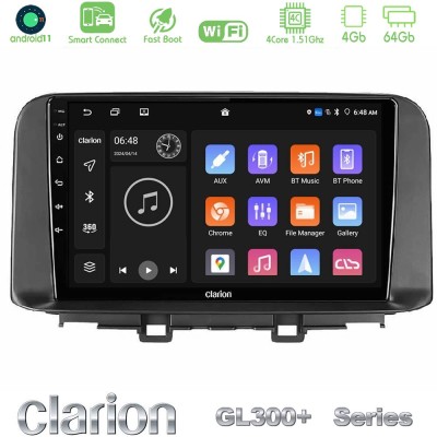 Clarion GL300+ Series 4Core Android11 4+64GB Hyundai Kona 2018-2023 Navigation Multimedia Tablet 10"