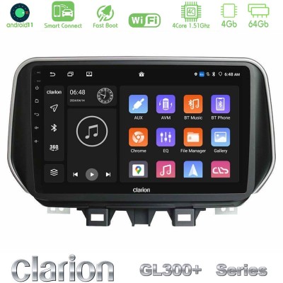 Clarion GL300+ Series 4Core Android11 4+64GB Hyundai Tucson 2019- Navigation Multimedia Tablet 9"